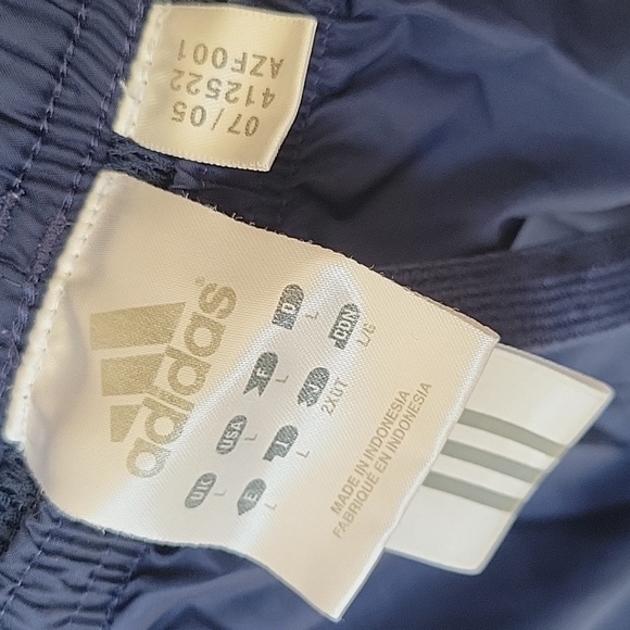 Vintage Adidas Track Pants Dark Blue Polyester Light Blue Baggy - Size L - Picture 7 of 7